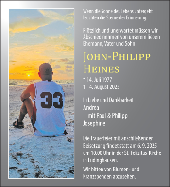 Anzeige von John-Philipp Heines 