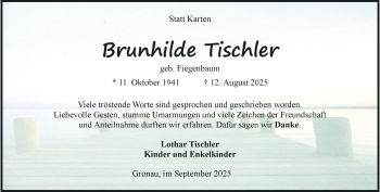 Anzeige von Brunhilde Tischler 