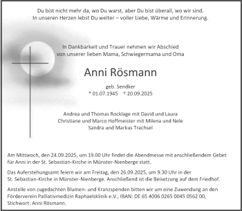 Anzeige von Anni Rösmann 
