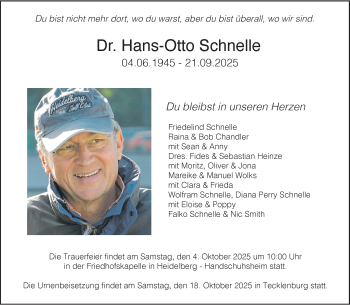 Anzeige von Dr. Hans-Otto Schnelle 