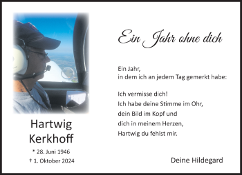 Anzeige von Hartwig Kerkhoff 