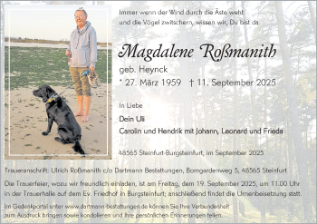 Anzeige von Magdalene Roẞmanith 