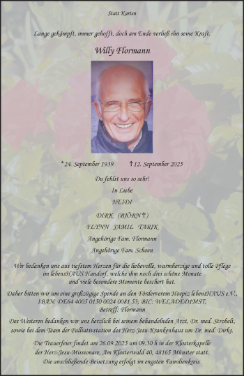 Anzeige von Willy Flormann 
