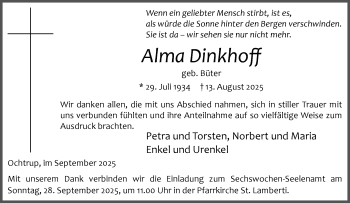 Anzeige von Alma Dinkhoff 