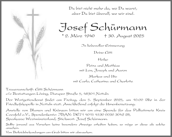 Anzeige von Josef Schürmann 
