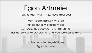 Anzeige von Egon Artmeier 