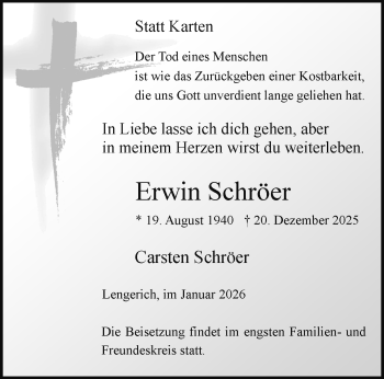 Anzeige von Erwin Schröer 