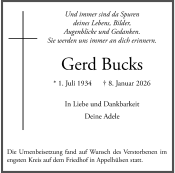 Anzeige von Gerd Bucks 