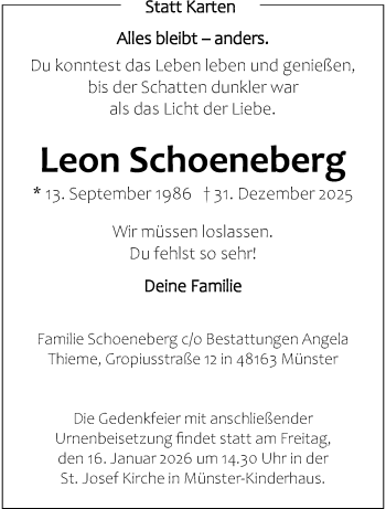 Anzeige von Leon Schoeneberg 