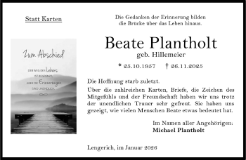 Anzeige von Beate Plantholt 