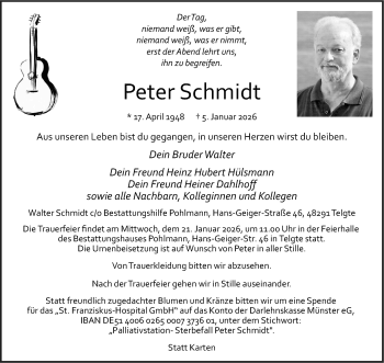 Anzeige von Peter Schmidt 