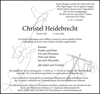 Anzeige von Christel Heidebrecht 