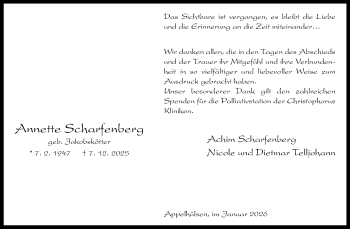Anzeige von Annette Scharfenberg 