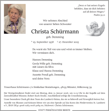 Anzeige von Christa  Schürmann  