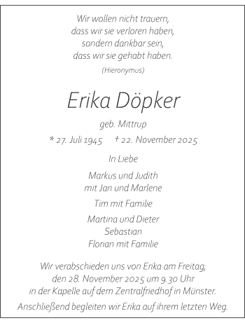 Anzeige von Erika Döpker 