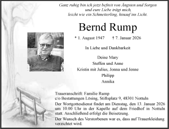 Anzeige von Bernd Rump 