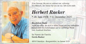 Anzeige von Herbert Raeker 