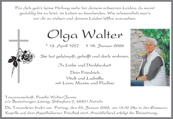 Anzeige von Olga Walter 