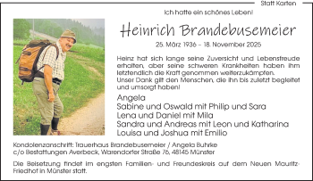 Anzeige von Heinrich Brandebusemeier 