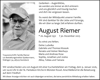 Anzeige von August Riemer 
