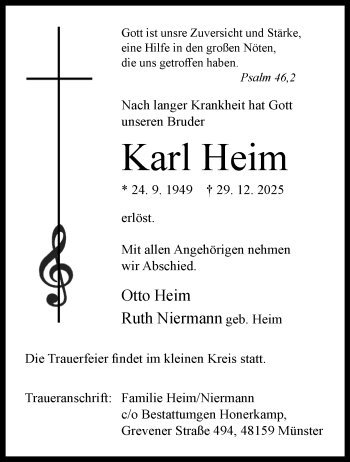 Anzeige von Karl Heim 