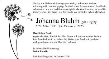 Anzeige von Johanna Bluhm 