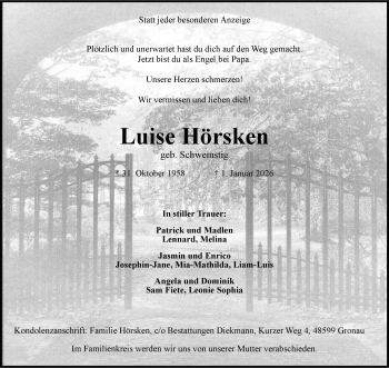 Anzeige von Luise Hörsken 