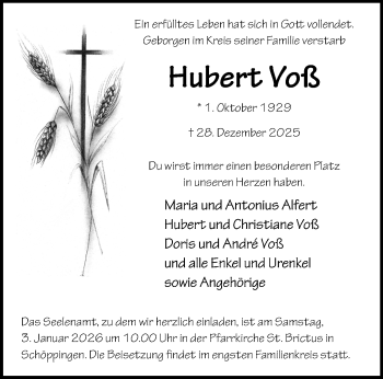 Anzeige von Hubert Voß 