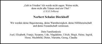 Anzeige von Norbert Schulze Dieckhoff 