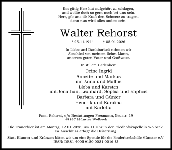 Anzeige von Walter Rehorst 