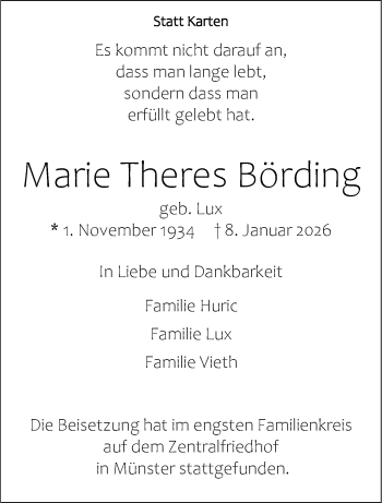 Anzeige von Marie Theres Börding 