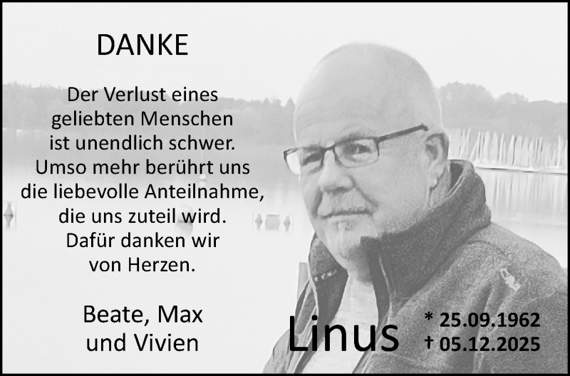  Traueranzeige für  Linus vom 31.01.2026 aus 