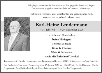 Anzeige von Karl-Heinz Lendermann 