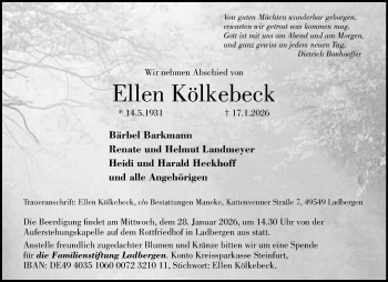 Anzeige von Ellen Kölkebeck 