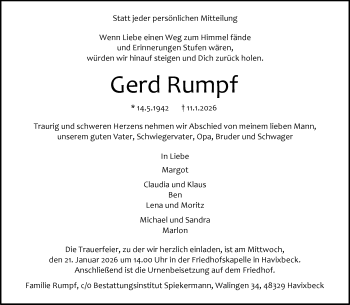 Anzeige von Gerd Rumpf 
