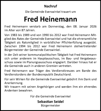 Anzeige von Fred Heinemann 