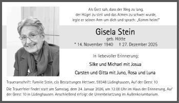 Anzeige von Gisela Stein 