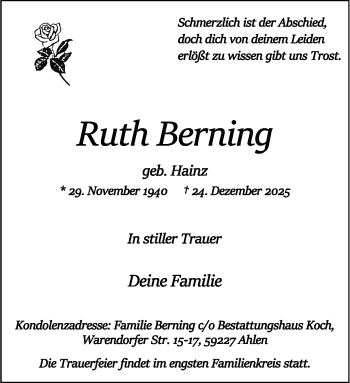 Anzeige von Ruth Berning 