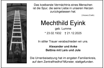 Anzeige von Mechthild Eyink 