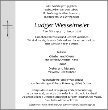 Anzeige von Ludger Wesselmeier 