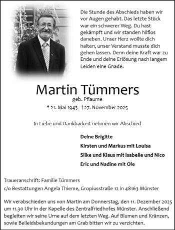 Anzeige von Martin Tümmers 