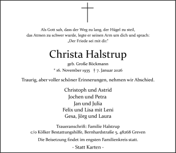 Anzeige von Christa Halstrup 