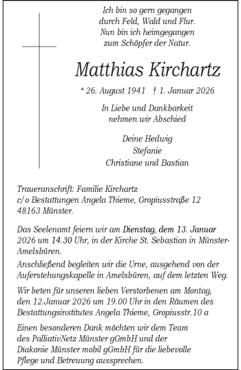 Anzeige von Matthias Kirchartz 