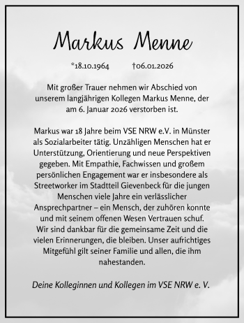 Anzeige von Markus Menne 