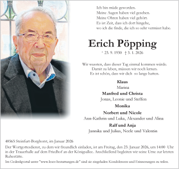 Anzeige von Erich Pöpping 