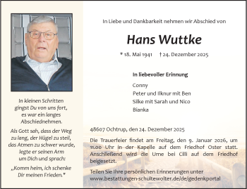 Anzeige von Hans Wuttke 