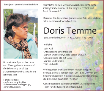 Anzeige von Doris Temme 