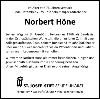 Anzeige von Norbert Höne 