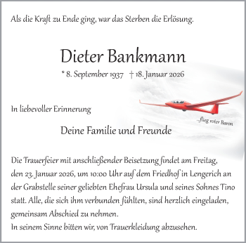 Anzeige von Dieter Bankmann 