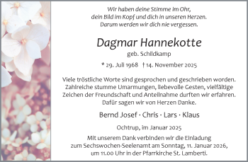 Anzeige von Dagmar Hannekotte 